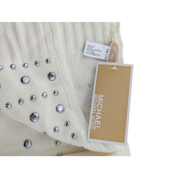 Michael Kors White Knit Studded Scarf - Picture 5 of 10